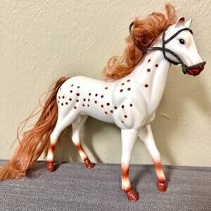 Vintage Kid Kore 1994 8” Horse White Spotted Brown Hair With Mouth Bridle